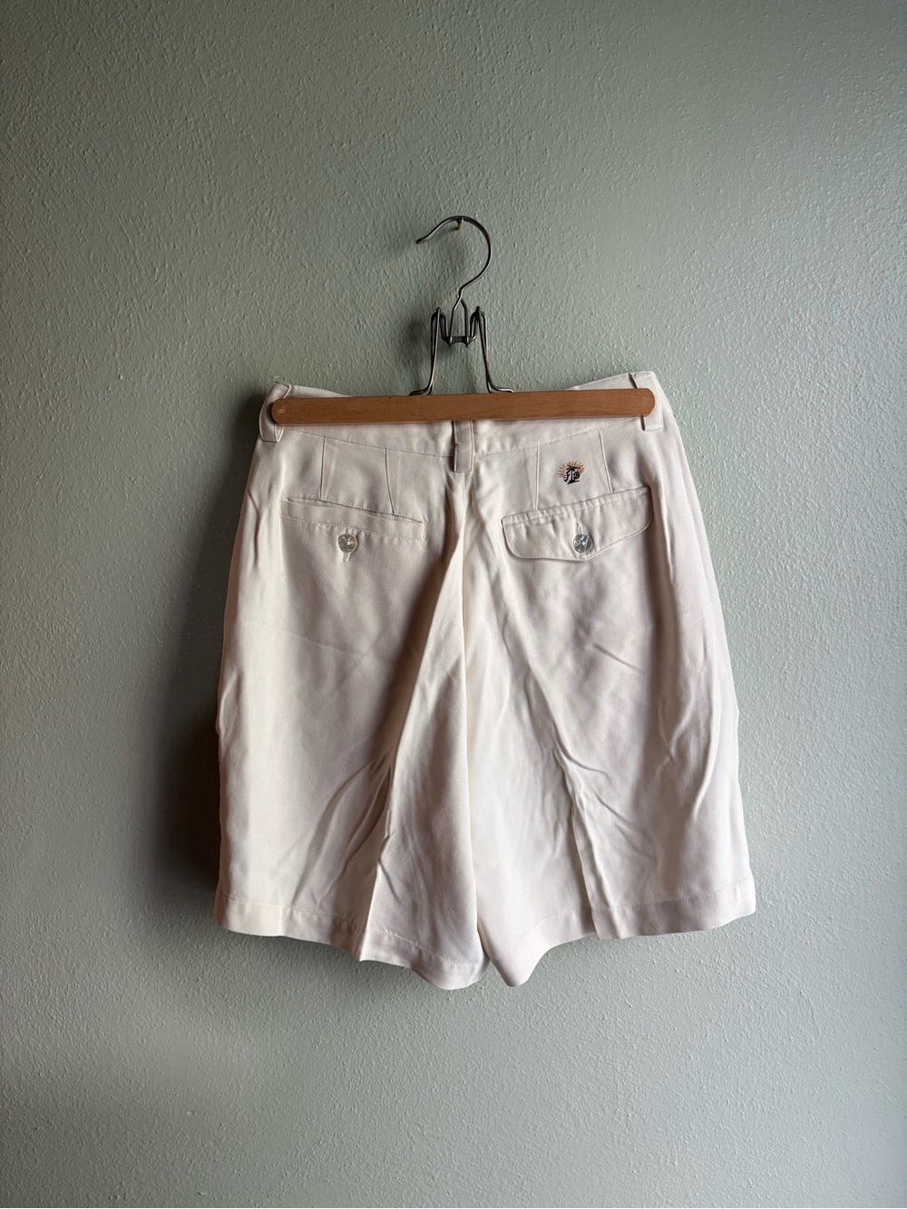 Tommy Bahama Silk high waisted shorts in Champagne Beige - Picture 3 of 4